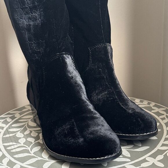 Libby Edelman Black Textured Heeled Boots sz 7.5 - Picture 3 of 16